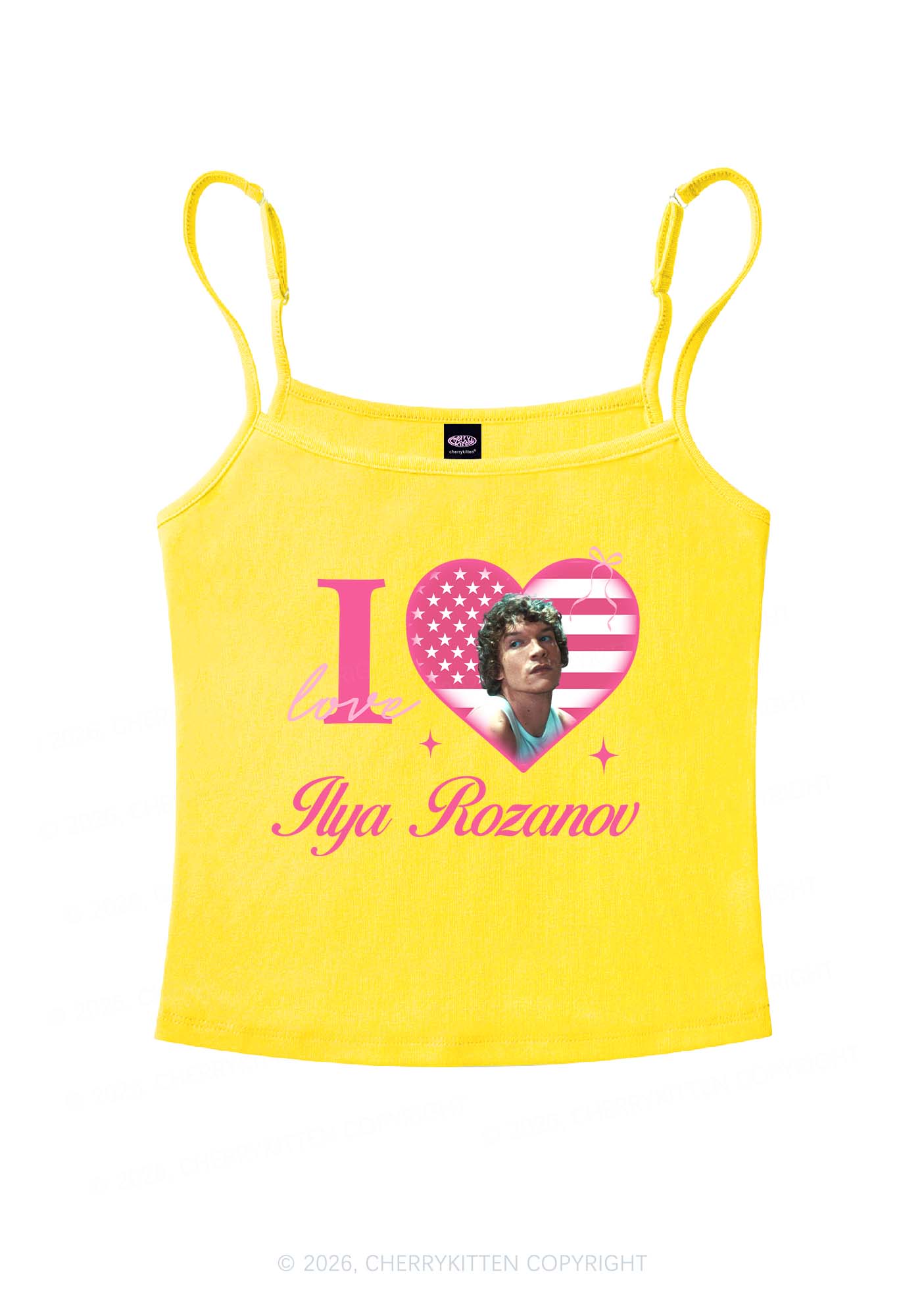 I Love IR HR Y2K Spaghetti Strap Cami Cherrykitten