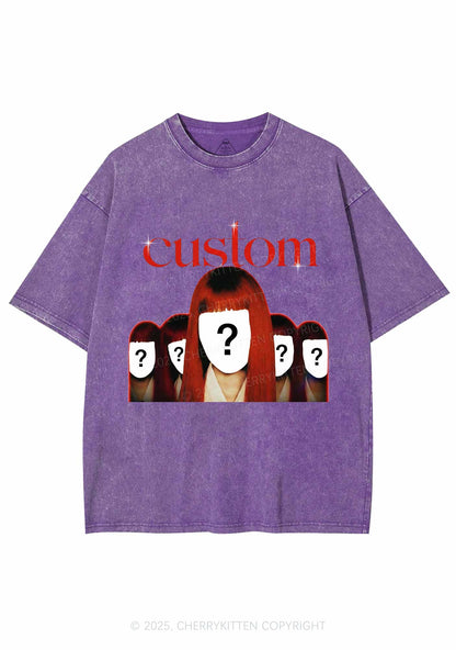 Custom Five Portraits Y2K Shirts Washed Tee Cherrykitten