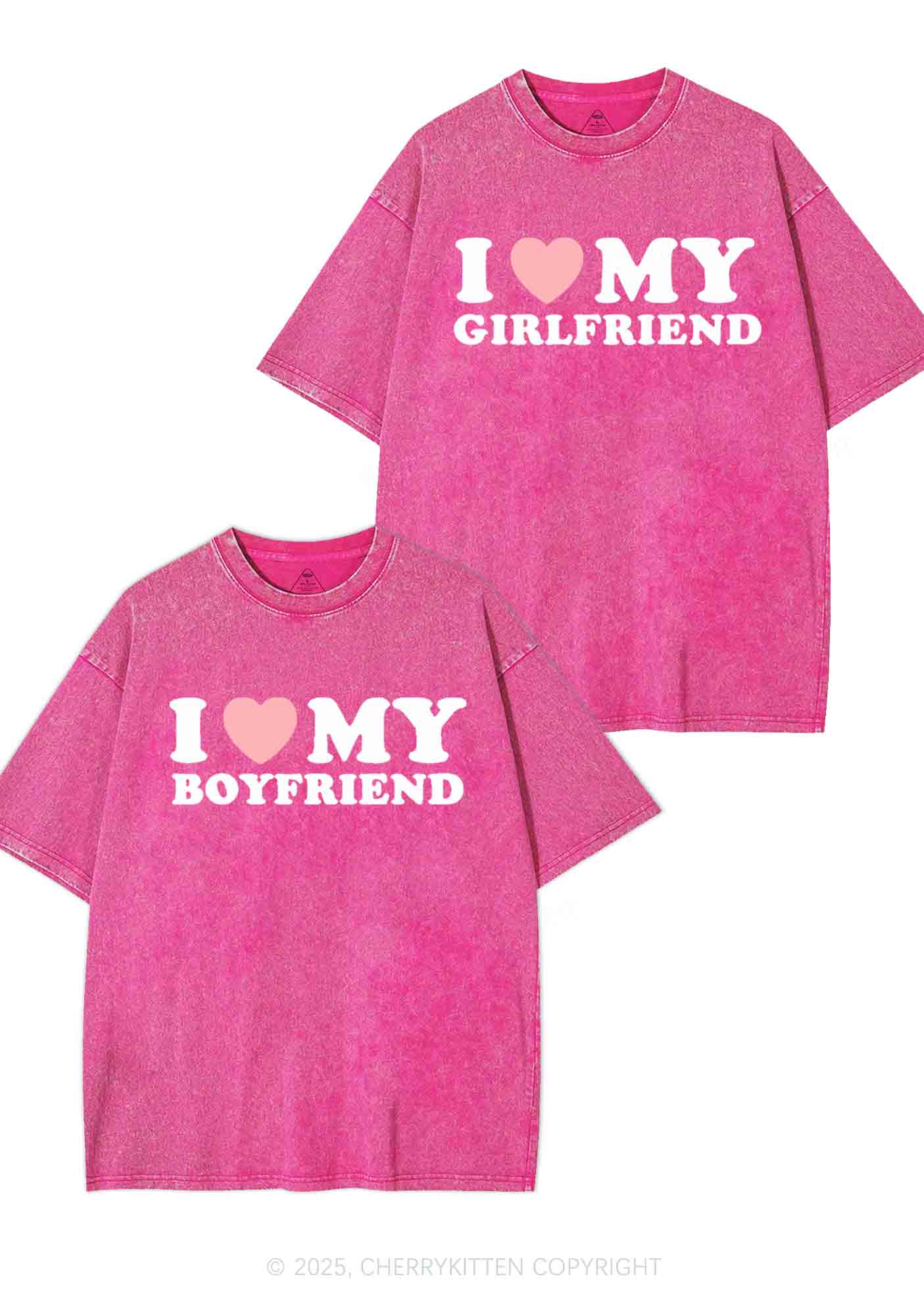 I Love GF BF Y2K Valentine's Day Washed Tee Cherrykitten