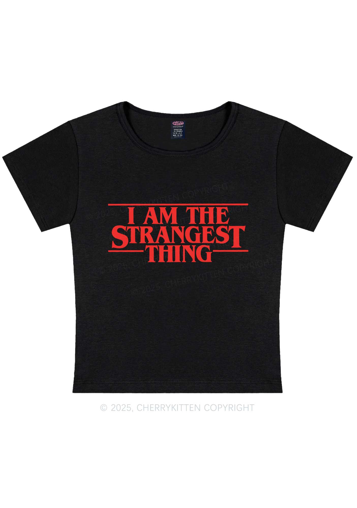 I Am The Strangest Thing Y2K Baby Tee Cherrykitten