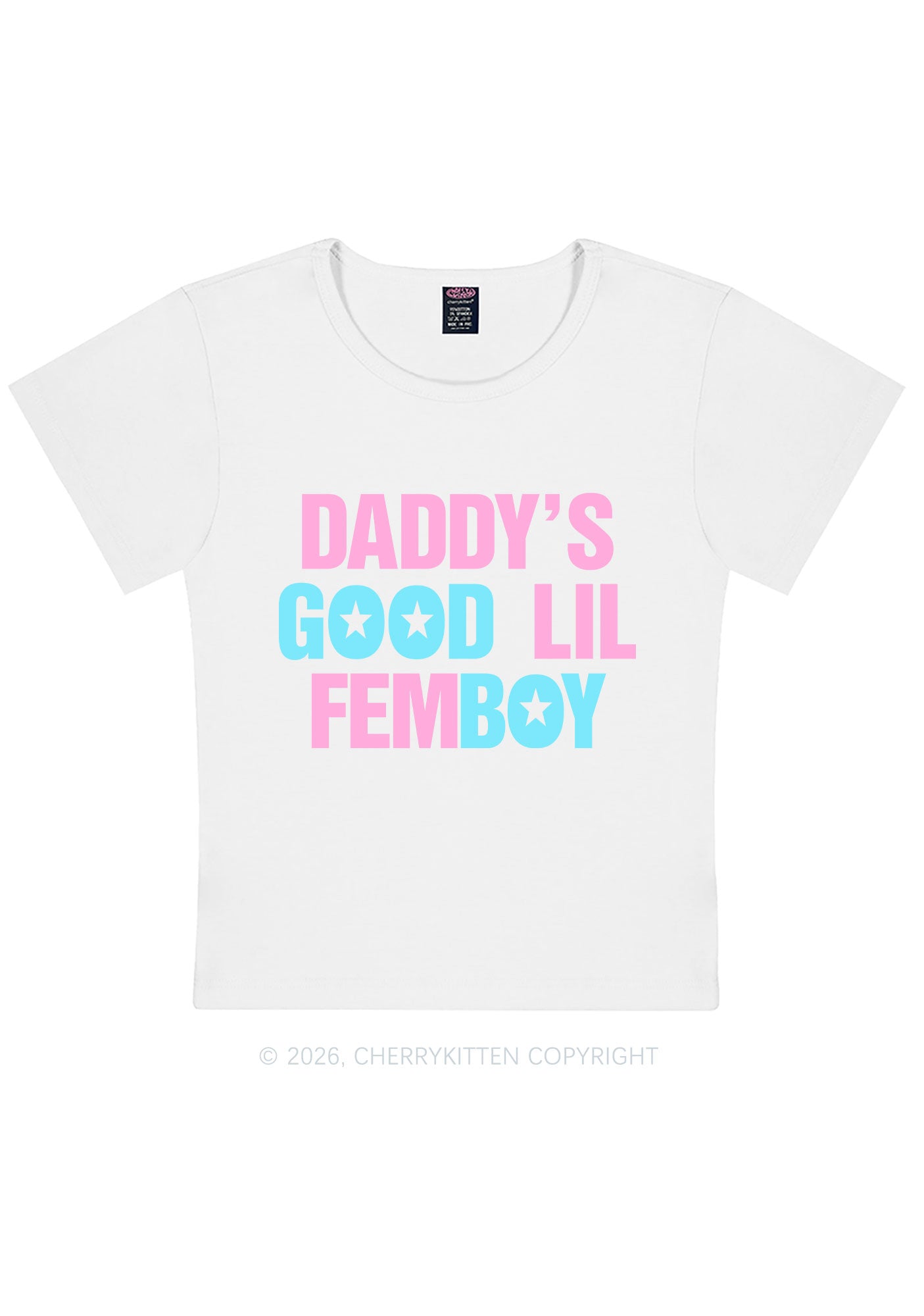 Daddys Good Lil Femboy Pride Y2K Baby Tee Cherrykitten
