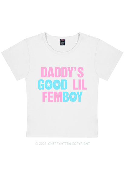 Daddys Good Lil Femboy Pride Y2K Baby Tee Cherrykitten