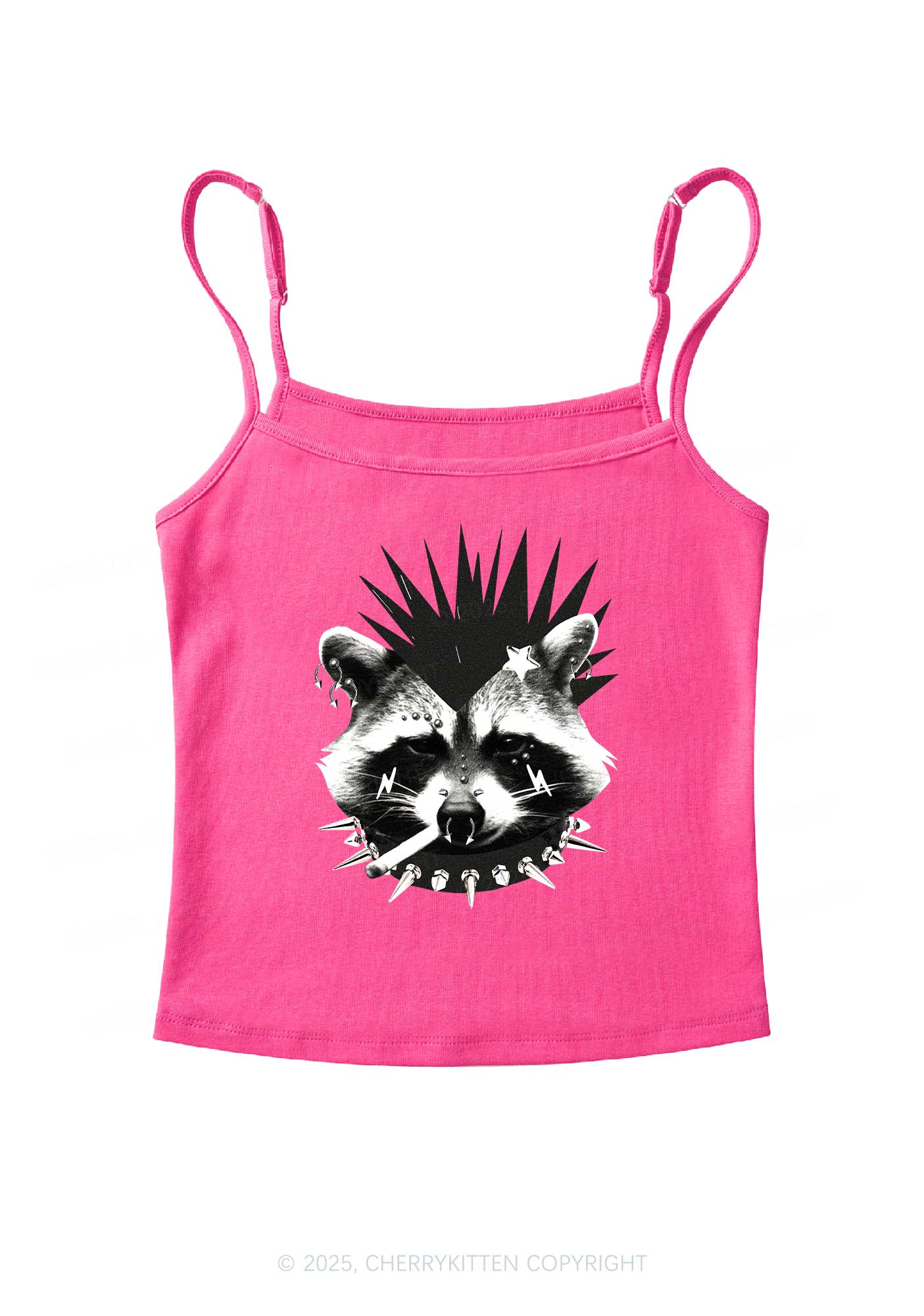 Punk Raccoon Y2K Spaghetti Strap Cami Cherrykitten