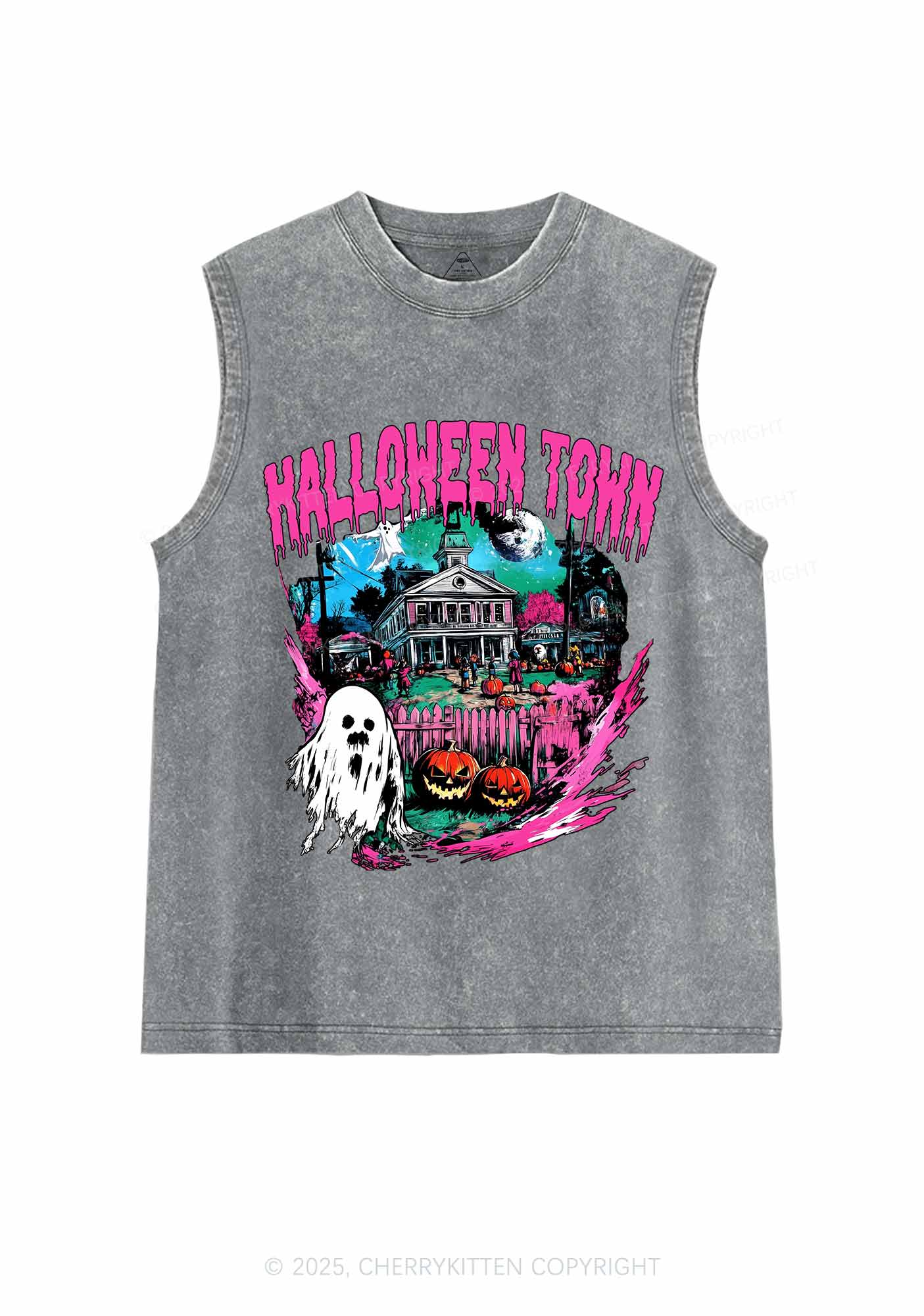 Halloween Ghost Town Y2K Washed Muscle Tank Cherrykitten