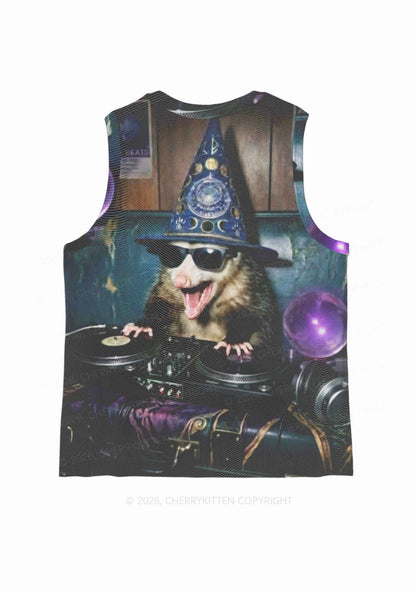 Wizard Opossum DJ Y2K Mesh Muscle Tank Cherrykitten