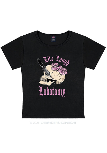 Live Laugh Lobotomy Skull Y2K Baby Tee Cherrykitten