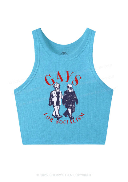 Gays For Socialism Pride Y2K Crop Tank Top Cherrykitten