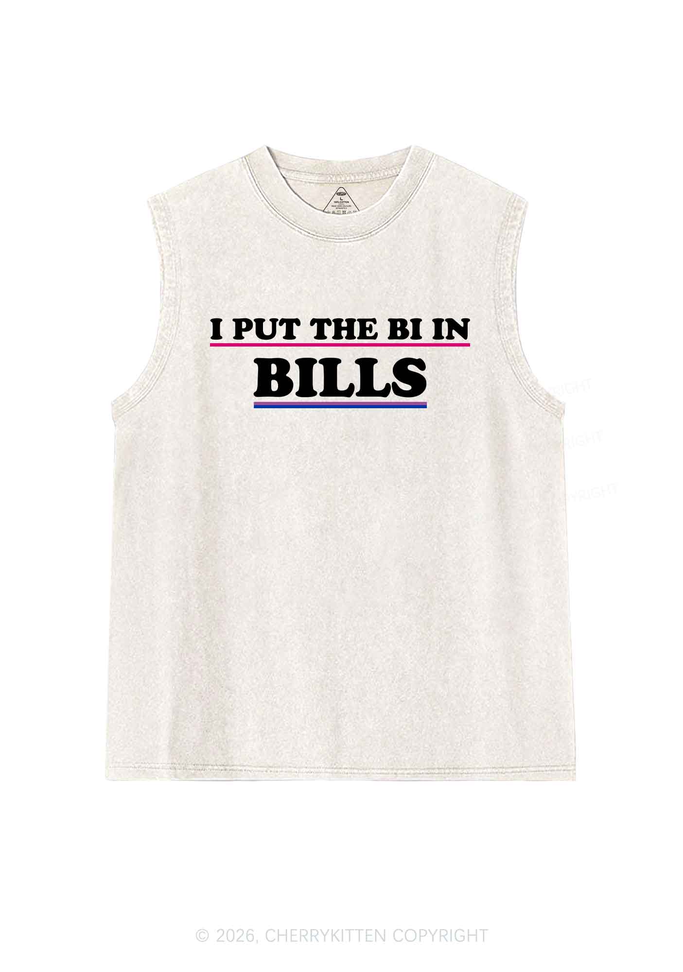 I Put The Bi In Bills Pride Y2K Washed Muscle Tank Cherrykitten