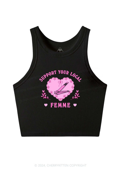 Support Your Local Femme Y2K Crop Tank Top Cherrykitten