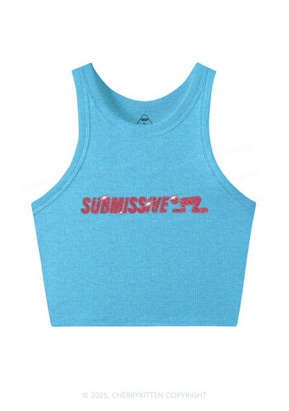 Rhinestone Submissive Man Y2K Crop Tank Top Cherrykitten