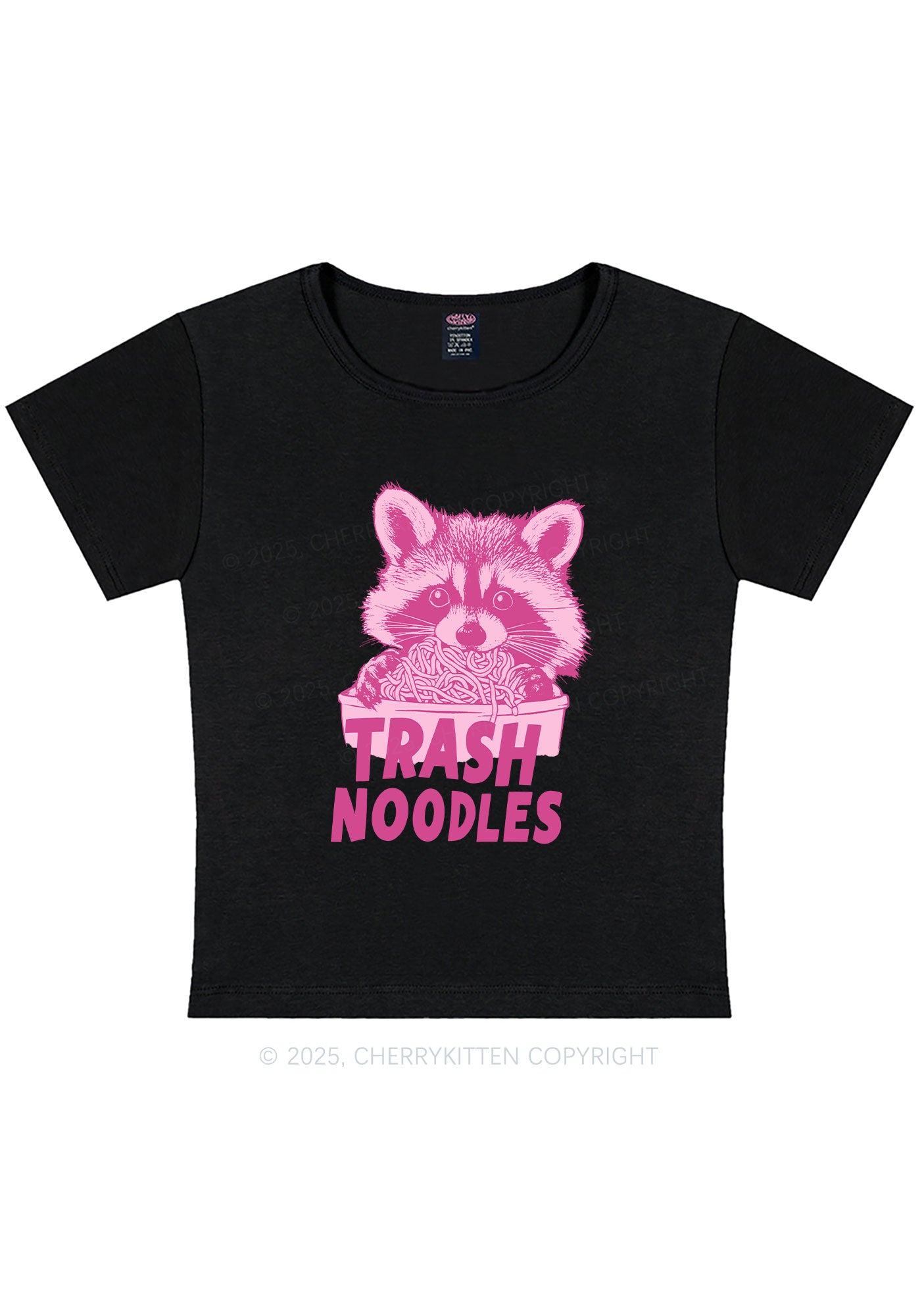Curvy Raccoon Trash Noodles Y2K Baby Tee Cherrykitten