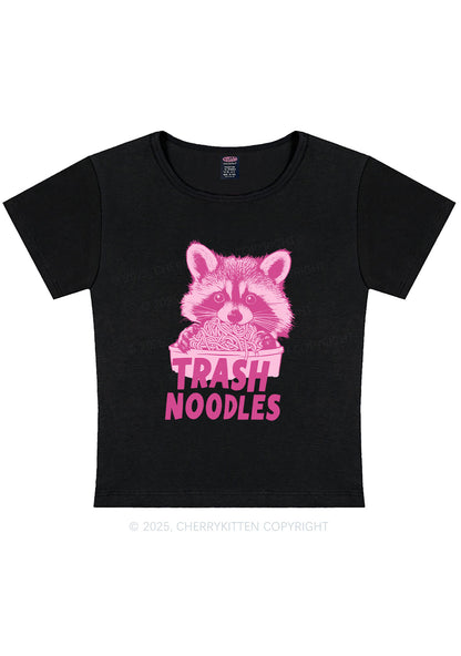 Curvy Raccoon Trash Noodles Y2K Baby Tee Cherrykitten