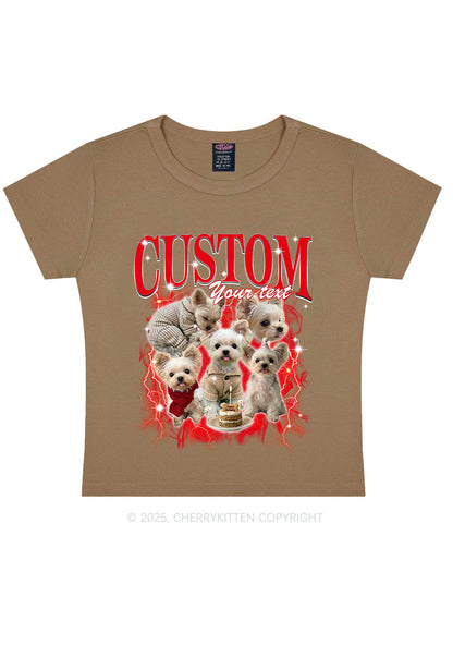 Custom Sparkle Dog Photo Y2K Baby Tee Cherrykitten