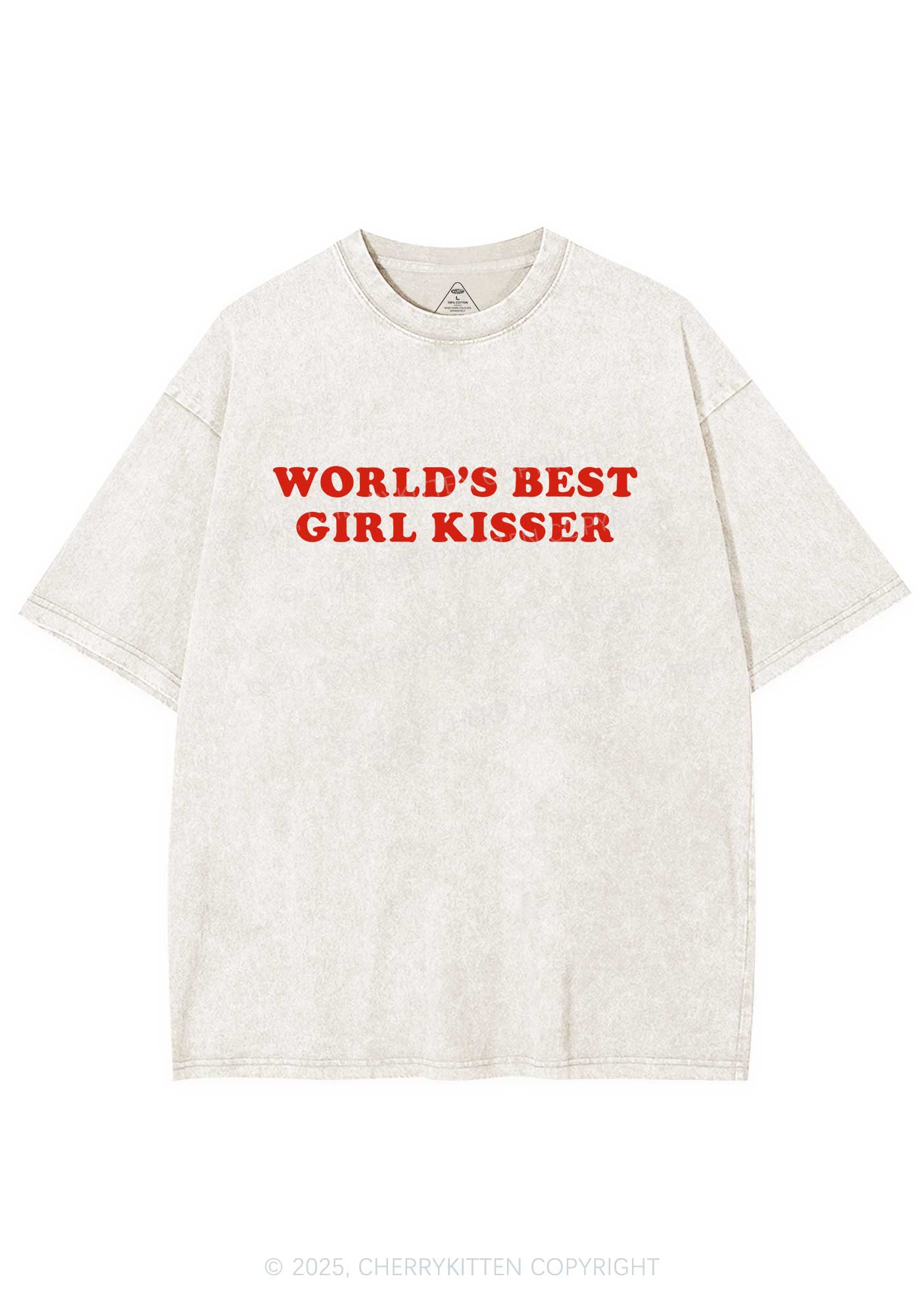 Best Girl Kisser Y2K Shirts Washed Tee Cherrykitten