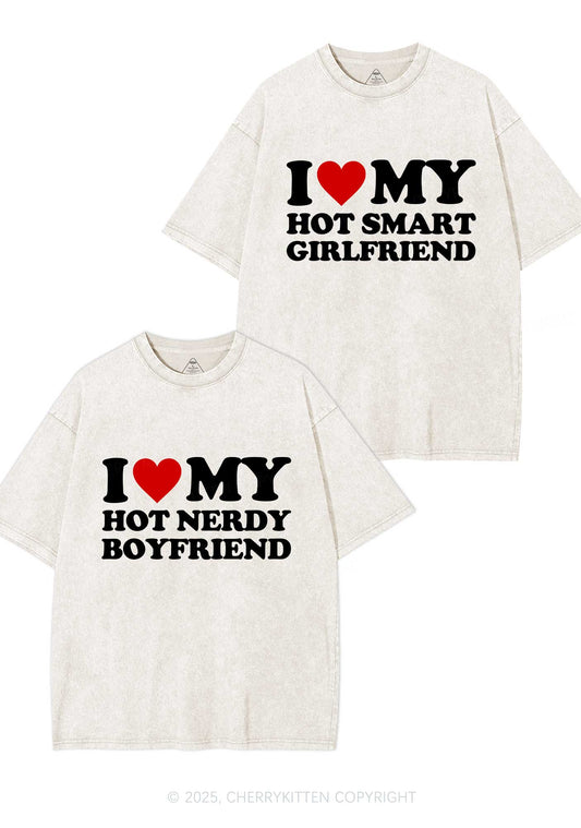 I Love My Hot Nerdy BF Y2K Valentine's Day Washed Tee Cherrykitten
