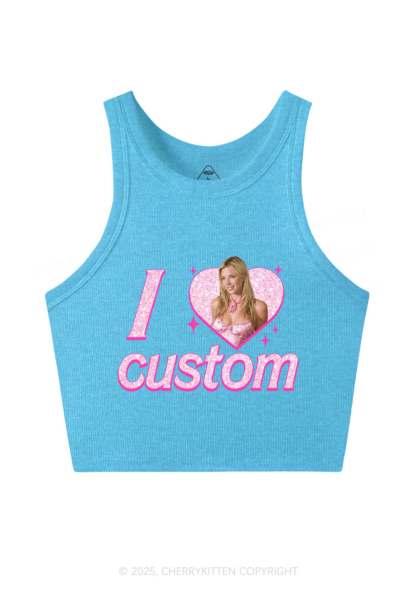 Custom I Love Photo Y2K Crop Tank Top Cherrykitten