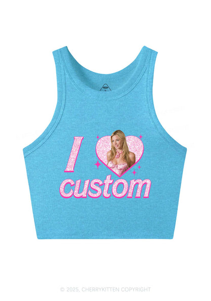 Custom I Love Photo Y2K Crop Tank Top Cherrykitten