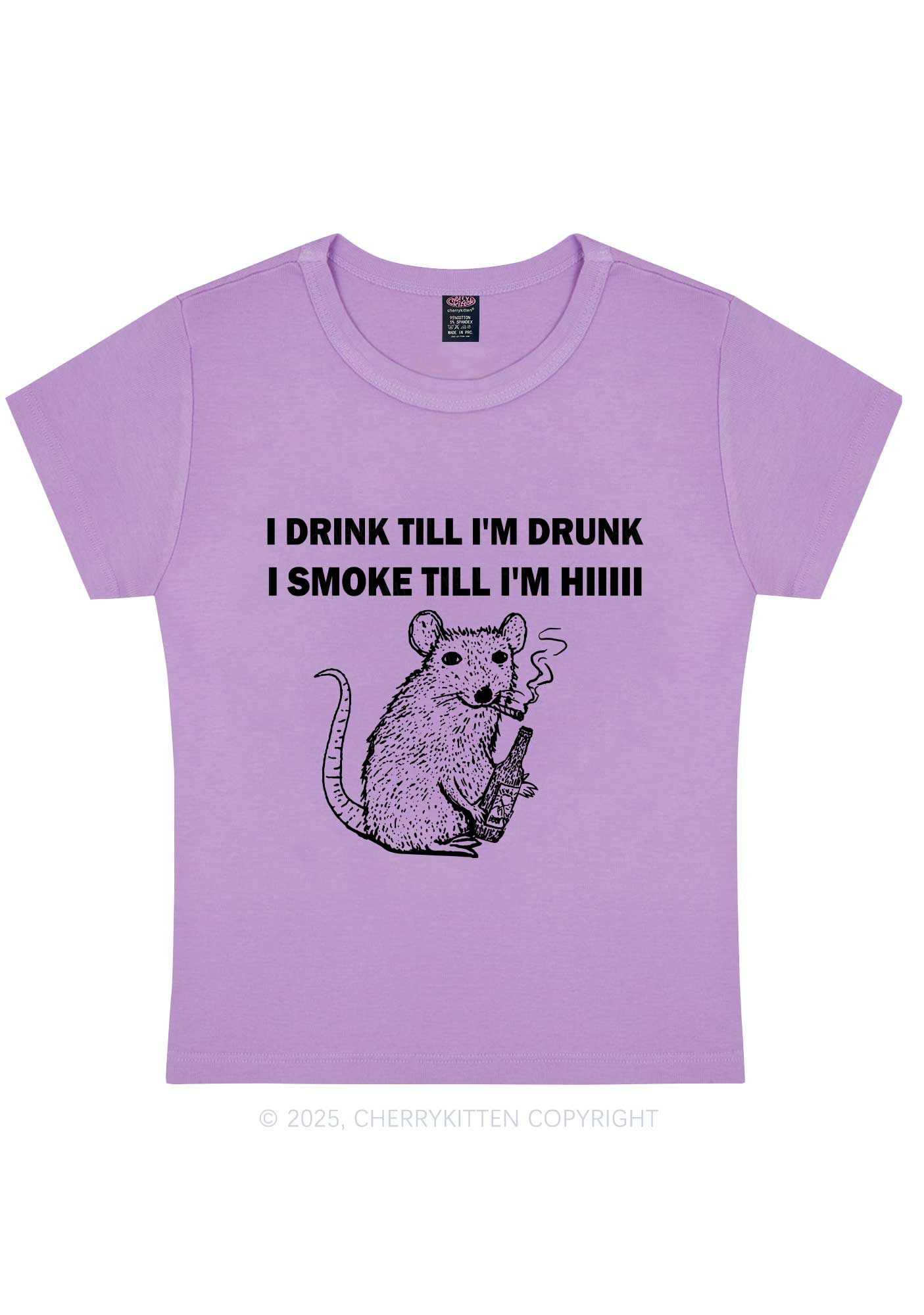Drunk And Smoke Ratz Y2K Baby Tee Cherrykitten