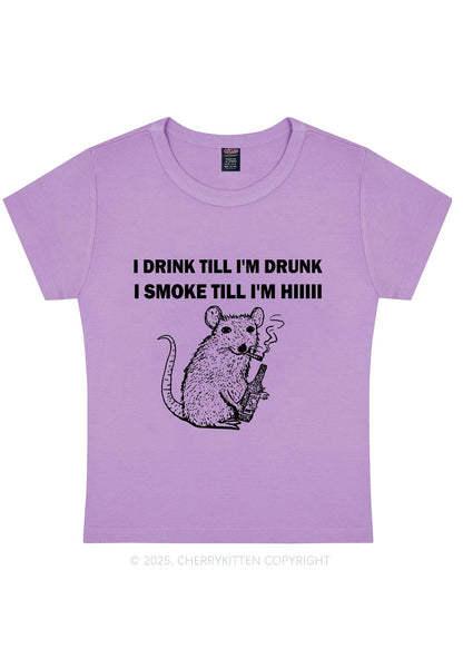 Drunk And Smoke Ratz Y2K Baby Tee Cherrykitten