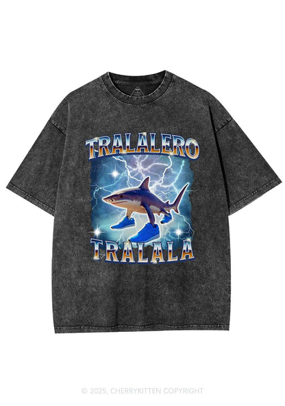Tralalero Tralala Italian Brainrot Shirt Y2K Shirts Washed Tee Cherrykitten