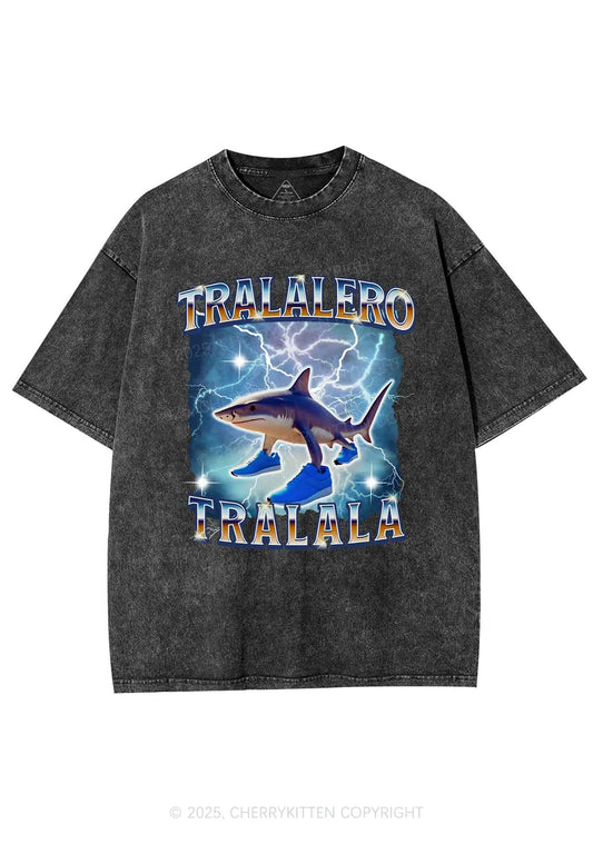 Tralalero Tralala Italian Brainrot Shirt Y2K Shirts Washed Tee Cherrykitten