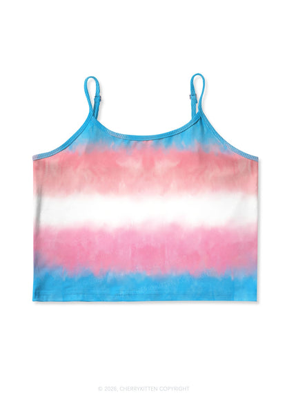 Trans Flag Pride Y2K Print Cami Crop Top Cherrykitten