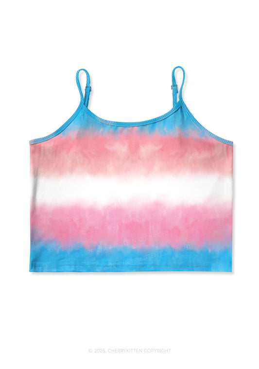 Trans Flag Pride Y2K Print Cami Crop Top Cherrykitten