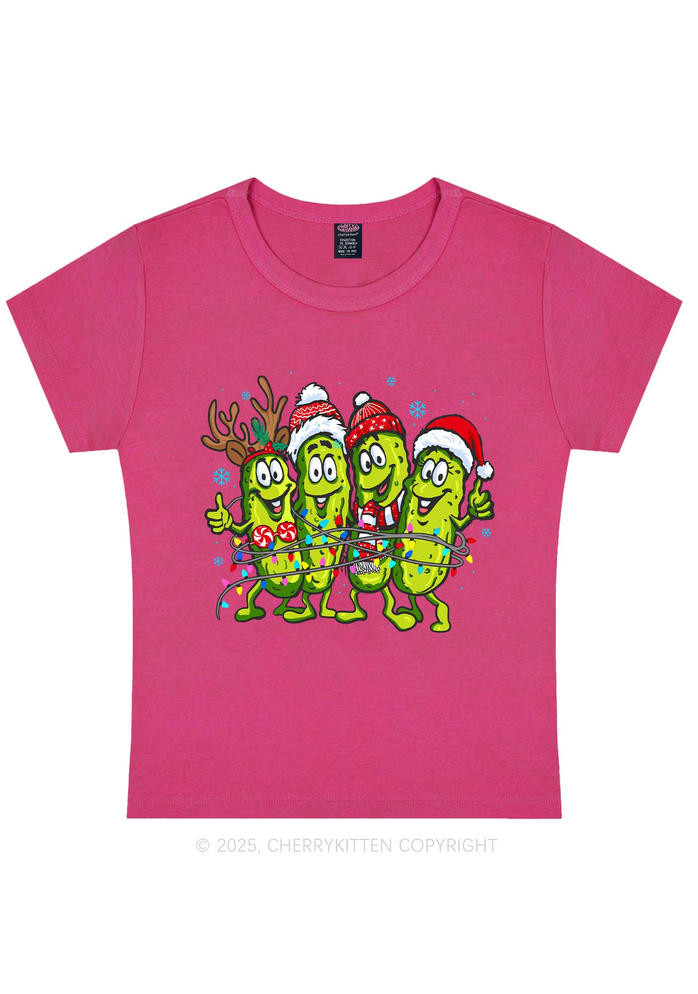 Christmas Cheerful Pickles Y2K Baby Tee Cherrykitten