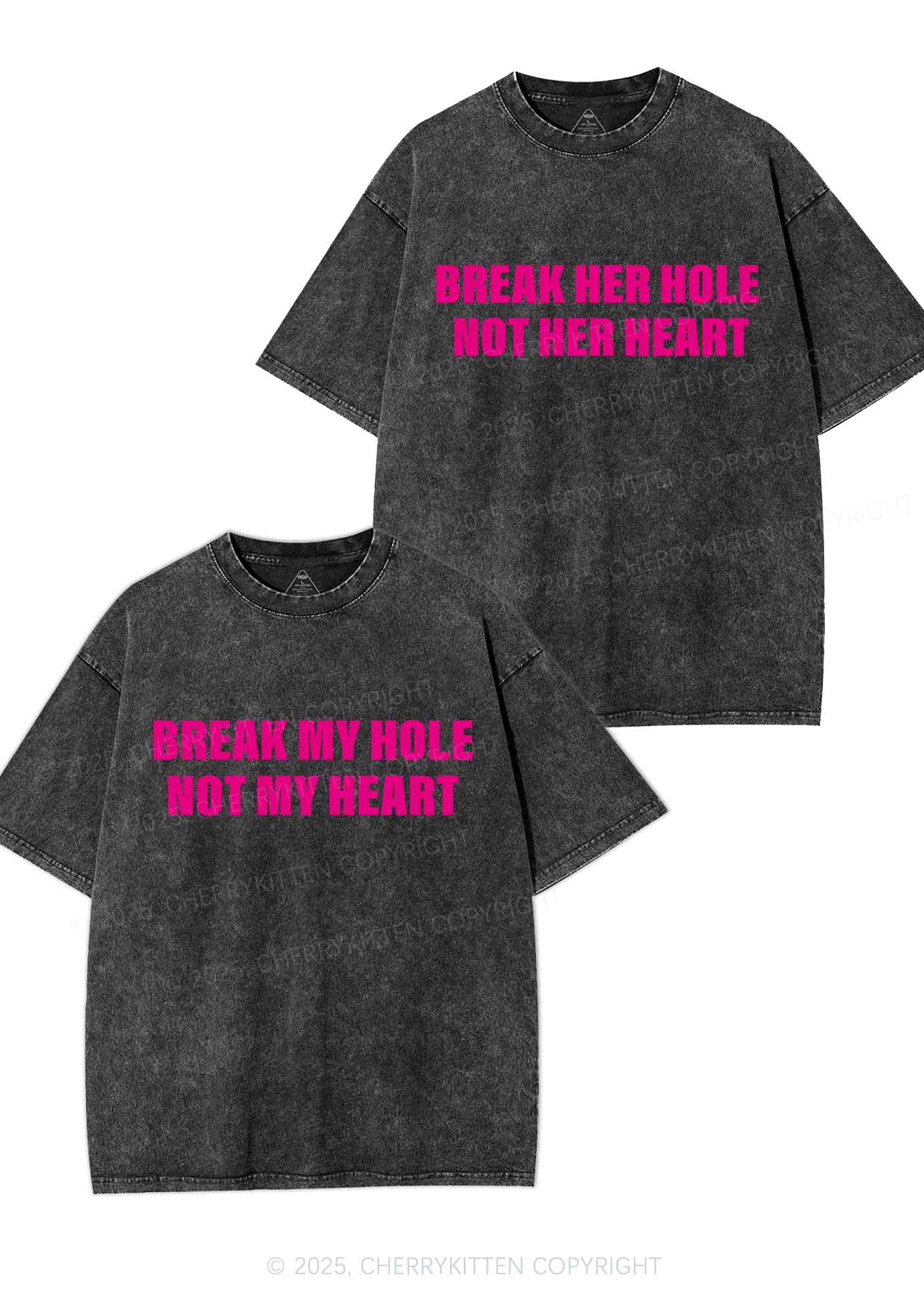 Break Hole Not Heart Y2K Valentine's Day Washed Tee Cherrykitten
