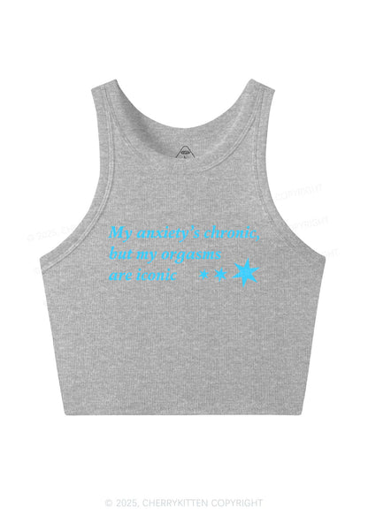 Anxiety Chronic Y2K Crop Tank Top Cherrykitten