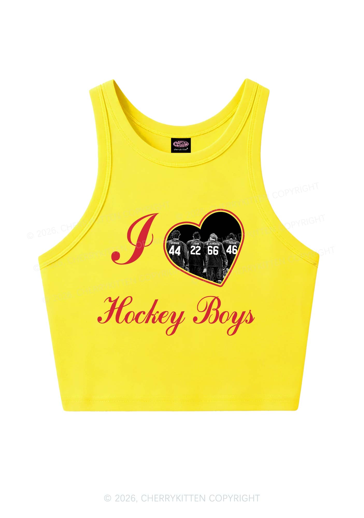 I Love Four Hockey Boys Y2K Crop Tank Top Cherrykitten