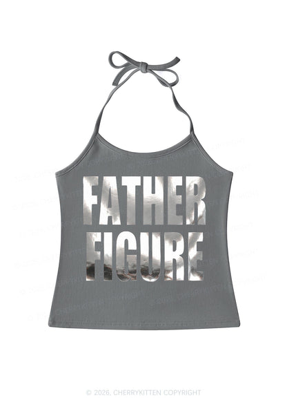 Father Figure Silver Foil Printed Y2K Halter Neck Cami Cherrykitten