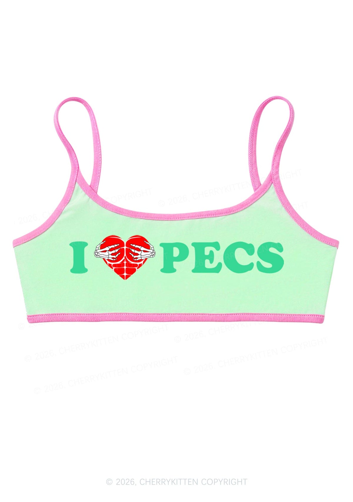 I Love Pecs Y2K Super Crop Cami Cherrykitten