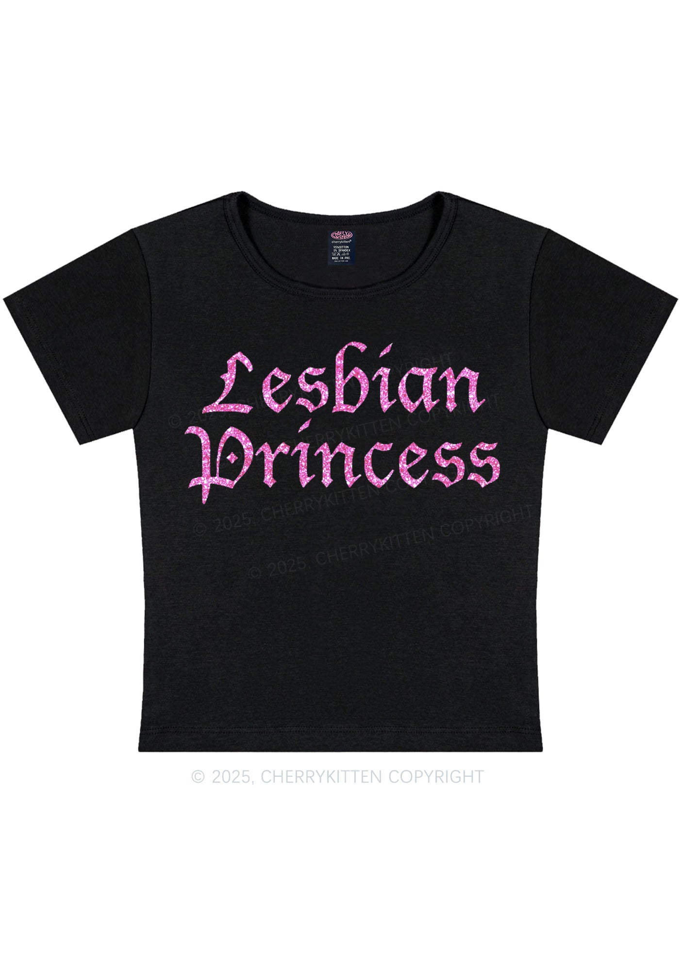 Glitter Lesbian Princess Y2K Baby Tee Cherrykitten