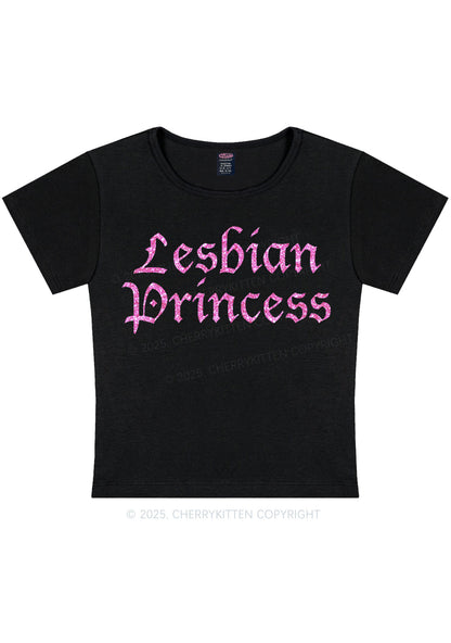 Glitter Lesbian Princess Y2K Baby Tee Cherrykitten