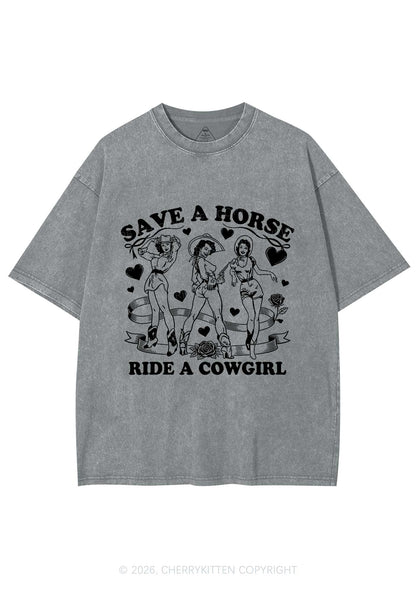 Ride A Cowgirl Valentine's Day Y2K Shirts Washed Tee Cherrykitten