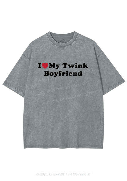 I Love My Twink BF Pride Y2K Shirts Washed Tee Cherrykitten