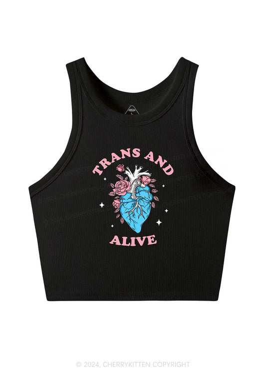 Trans And Alive Y2K Crop Tank Top Cherrykitten