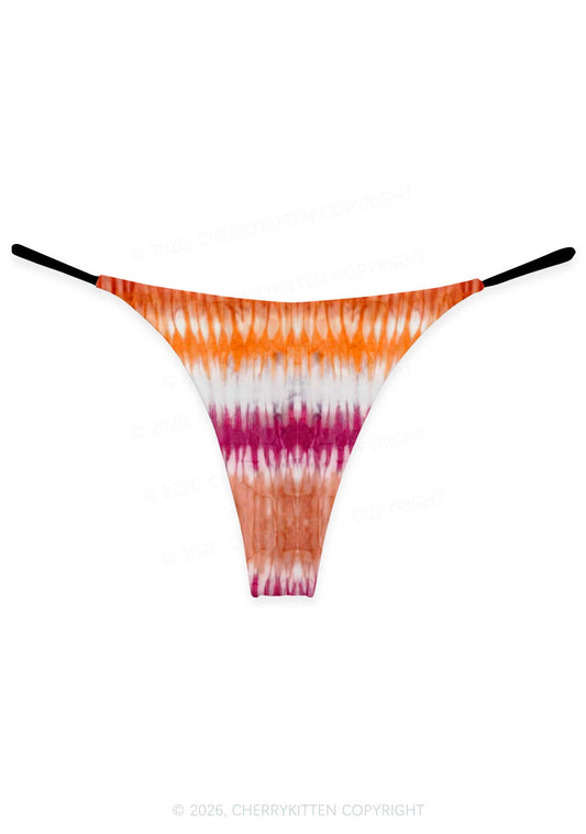 Lesbian Tie Dye Pride Y2K Print Bikini String Thong Cherrykitten