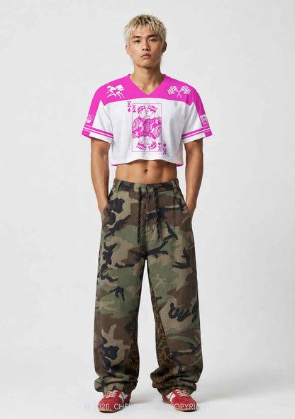 Hot Pink Gay King Pride Y2K Crop Sport Jersey Shirts Cherrykitten