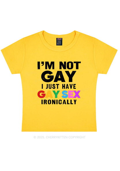 Gay Sx Ironically Pride Y2K Baby Tee Cherrykitten