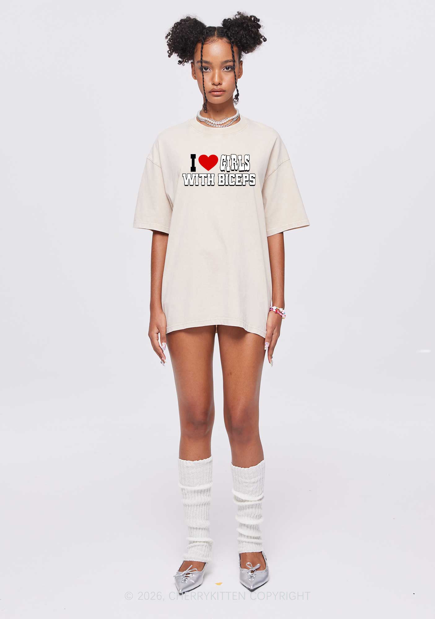 I Love Girls With Biceps Y2K Shirts Washed Tee Cherrykitten