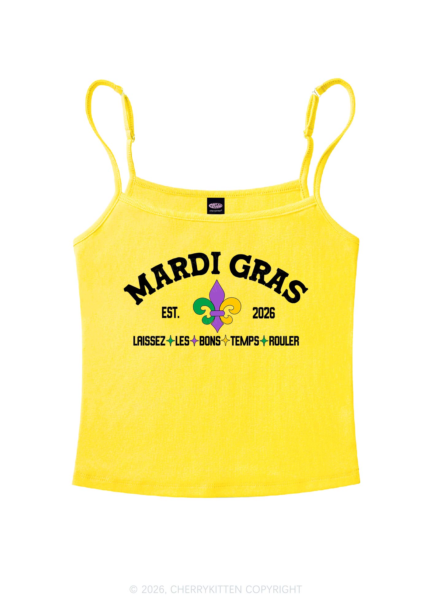 Mardi Gras Laissez Les Bons Temps Rouler Y2K Spaghetti Strap Cami Cherrykitten