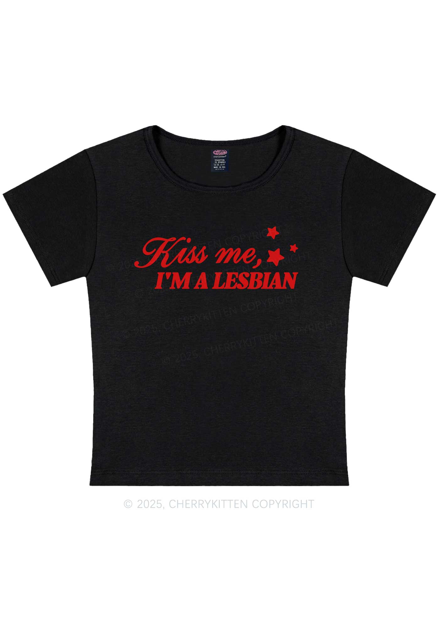 Kiss Me Im Lesbian Pride Y2K Baby Tee Cherrykitten
