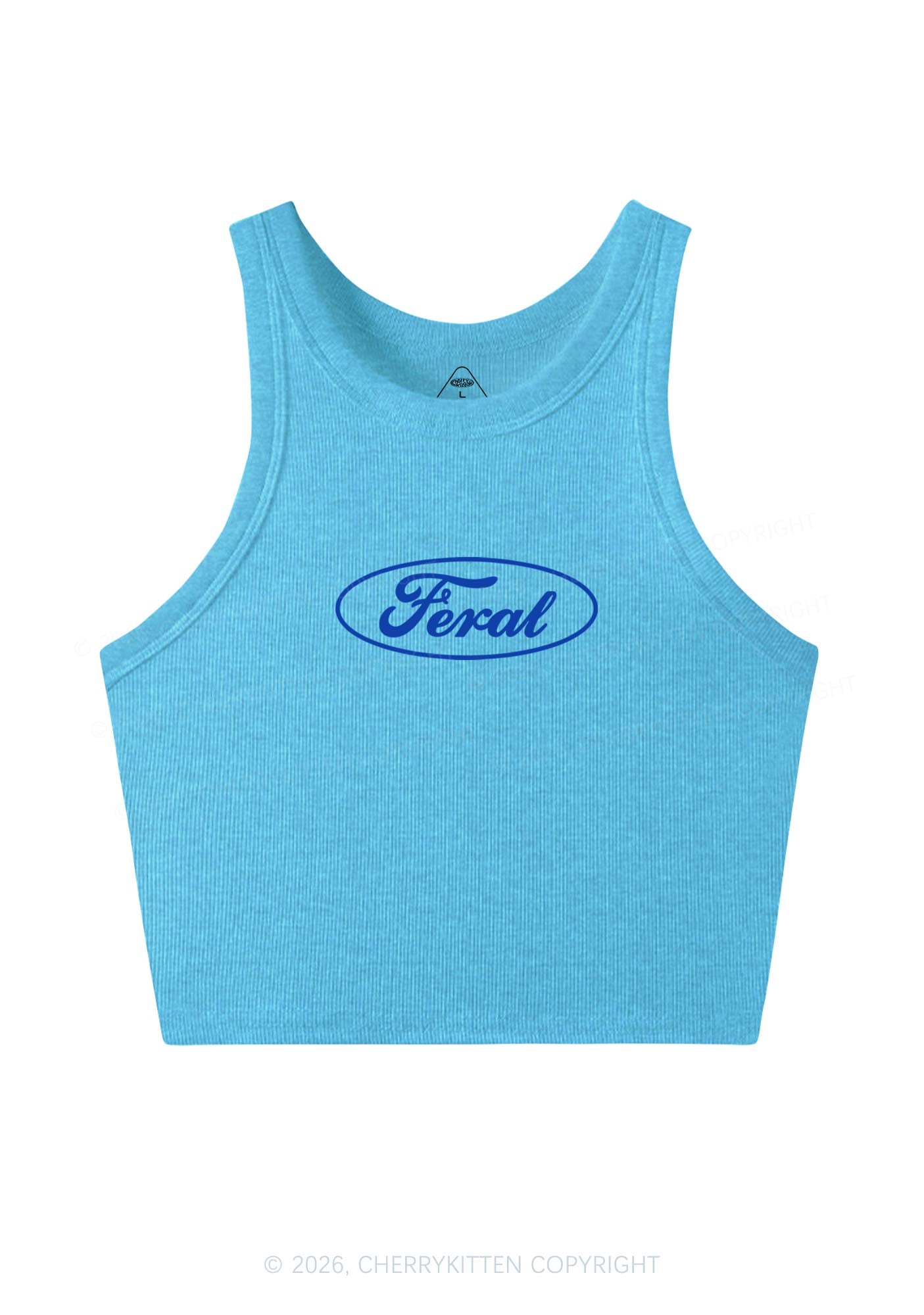 Blue Feral Y2K Crop Tank Top Cherrykitten