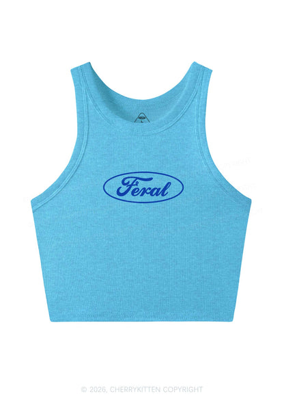 Blue Feral Y2K Crop Tank Top Cherrykitten