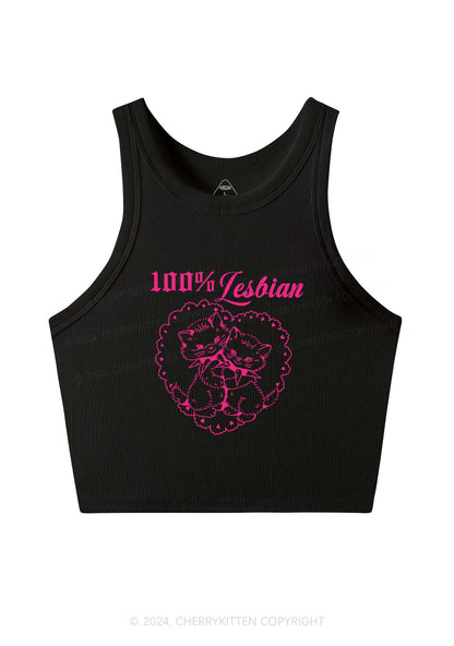 Lesbian Cats Y2K Crop Tank Top Cherrykitten