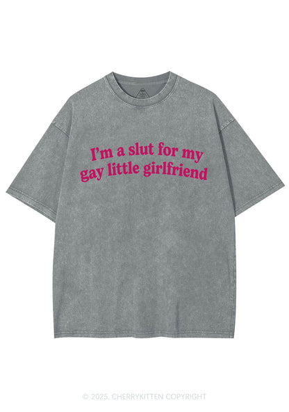 Slxt For My Gay GF Valentine's Day Y2K Shirts Washed Tee Cherrykitten