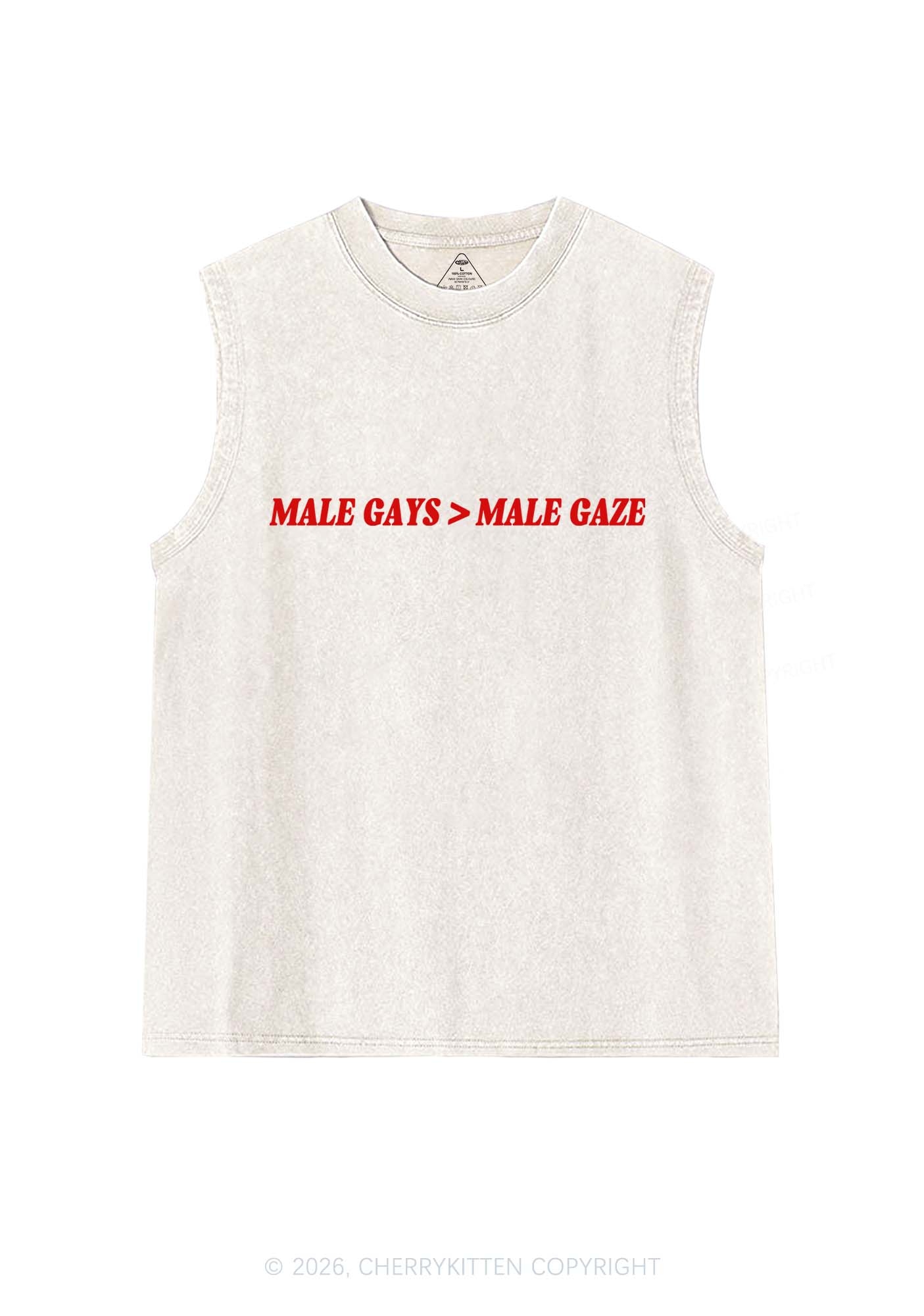 Male Gays Male Gaze Pride Y2K Washed Muscle Tank Cherrykitten