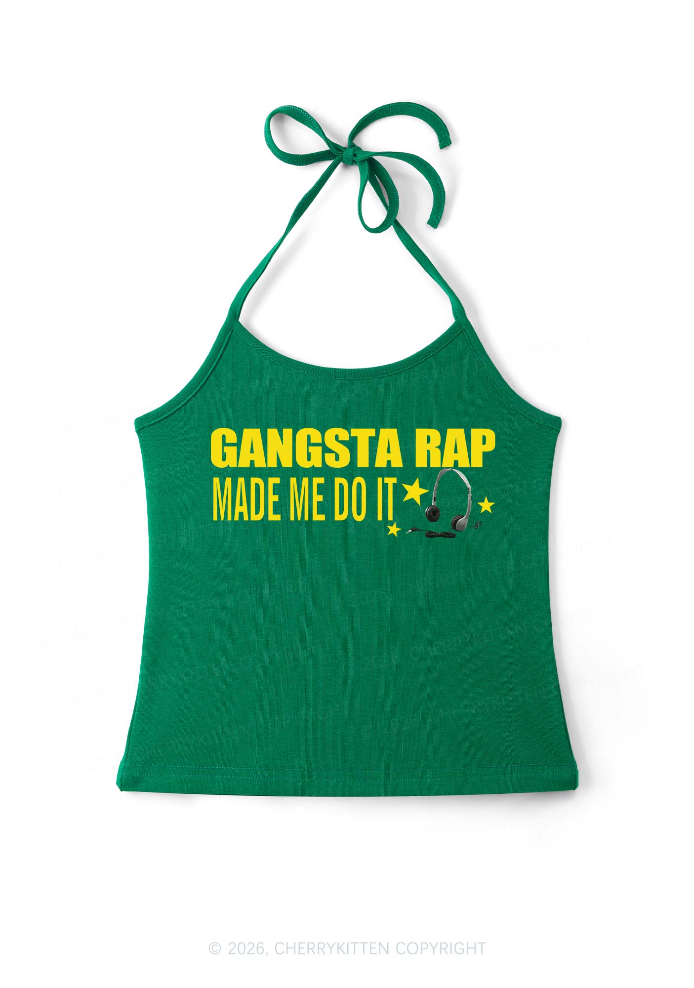Gangsta Rap Made Me Do It Y2K Halter Neck Cami Cherrykitten